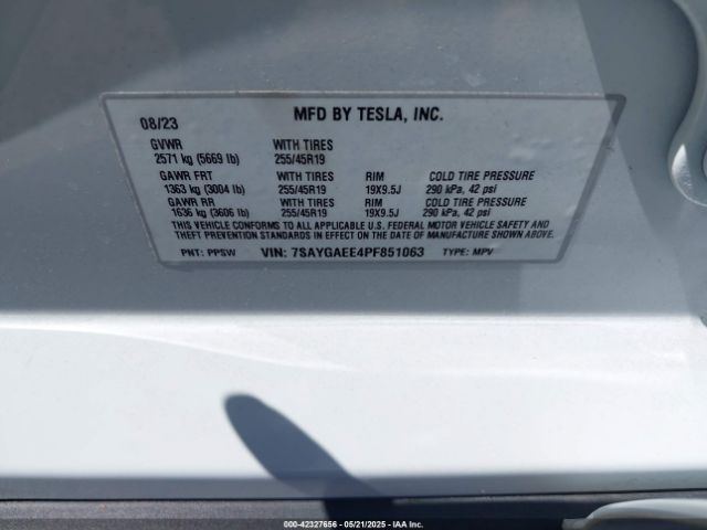 7SAYGAEE4PF851063 Tesla Model Y Awd/long Range Dual Motor All-wheel Drive