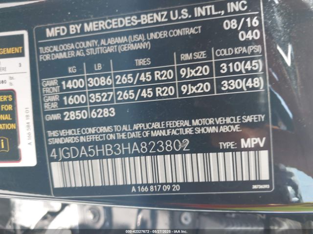 4JGDA5HB3HA823802 Mercedes-Benz m276