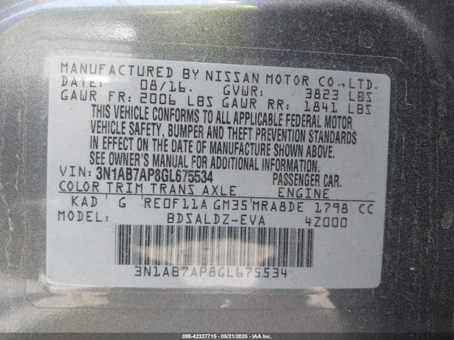 3N1AB7AP8GL675534 Nissan 2016