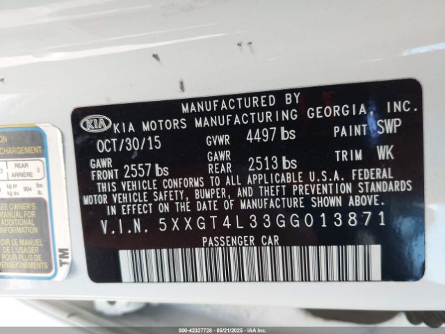 5XXGT4L33GG013871 KIA Optima Lx