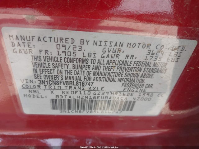 3N1CN8FV8RL816747 Nissan 2024
