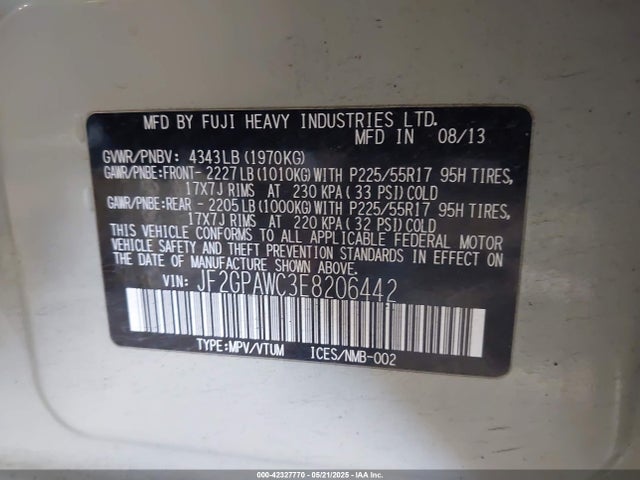 Subaru 2.0l na 2014 JF2GPAWC3E8206442 Image 9