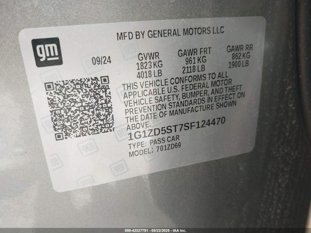 1G1ZD5ST7SF124470 Chevrolet Malibu Fwd 1lt