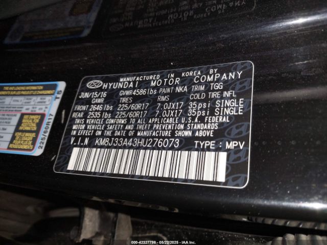 KM8J33A43HU276073 Hyundai TUCSON SE
