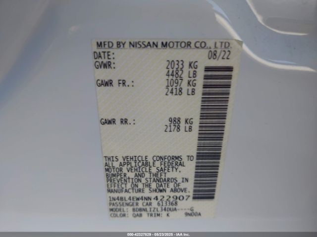 2022 NISSAN ALTIMA 1N4BL4EW4NN422907 Photo 8