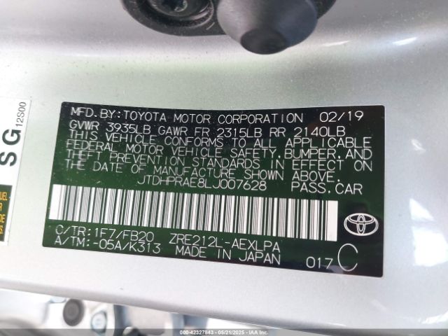 JTDHPRAE8LJ007628 Toyota COROLLA LE