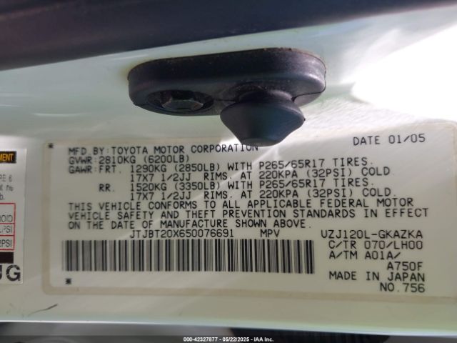 2005 LEXUS GX 470 JTJBT20X650076691 Photo 8
