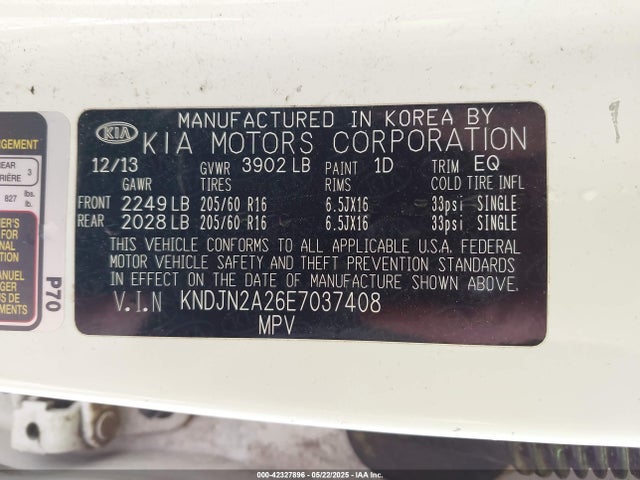 KIA dohc gdi gamma 2014 KNDJN2A26E7037408 Image 9