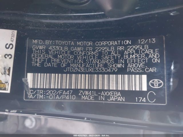 JTDZN3EUXE3330479 Toyota Prius V Five/three/two