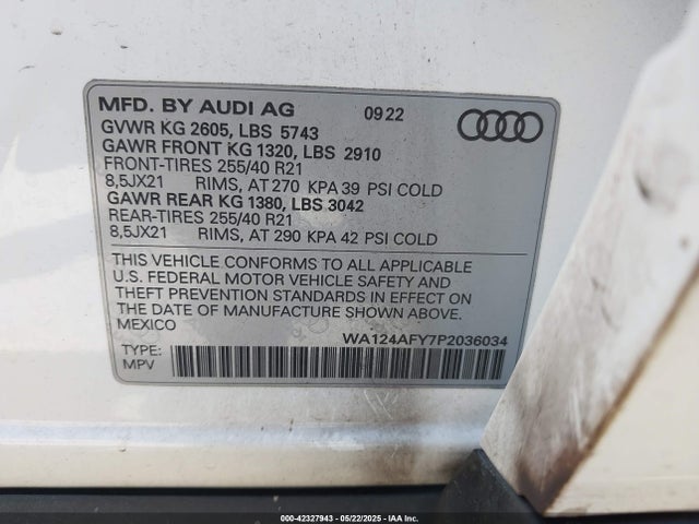 2023 AUDI SQ5 SPORTBACK WA124AFY7P2036034 Photo 8