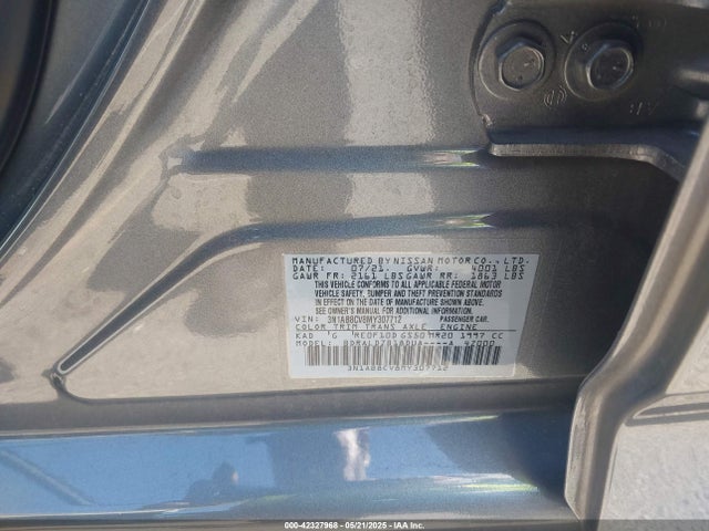 3N1AB8CV8MY307712 Nissan Sentra Sv Xtronic Cvt