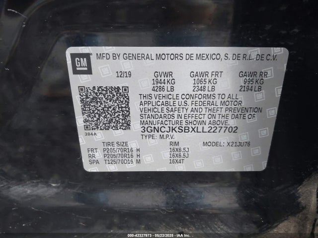 3GNCJKSBXLL227702 Chevrolet luv - mfi, variable valve timing, e85 max, alum