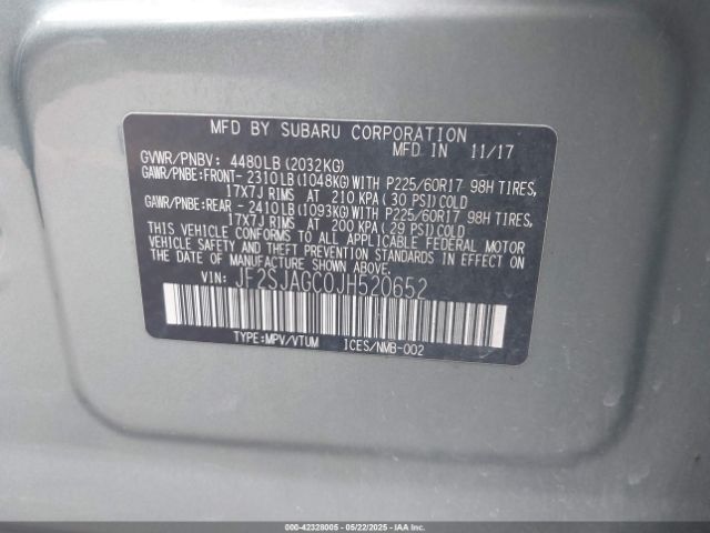 2018 SUBARU FORESTER JF2SJAGC0JH520652 Photo 8