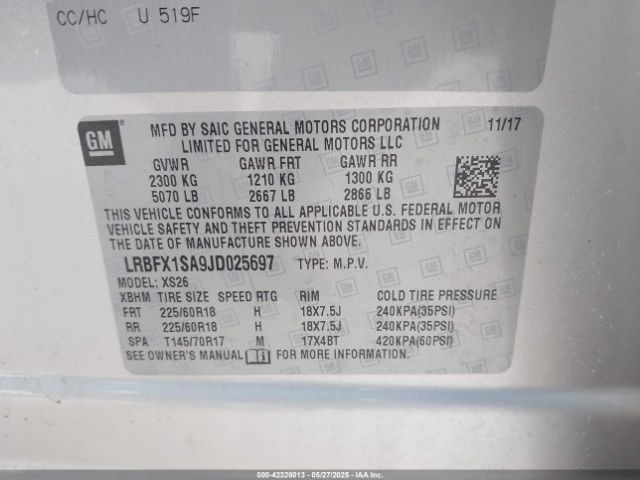 LRBFX1SA9JD025697 Buick Envision Essence