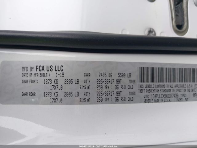 1C4PJLCX9KD377430 Jeep Cherokee Latitude Fwd