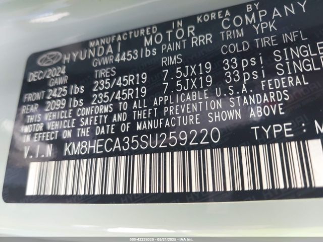KM8HECA35SU259220 Hyundai Kona Limited