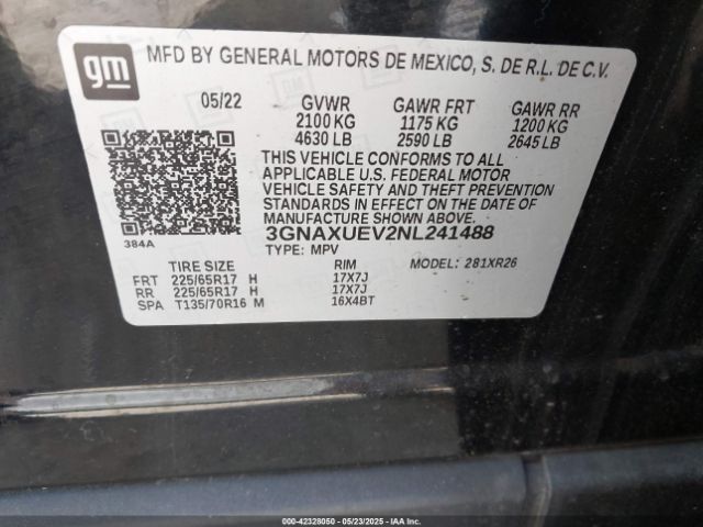 2022 CHEVROLET EQUINOX 3GNAXUEV2NL241488 Photo 8