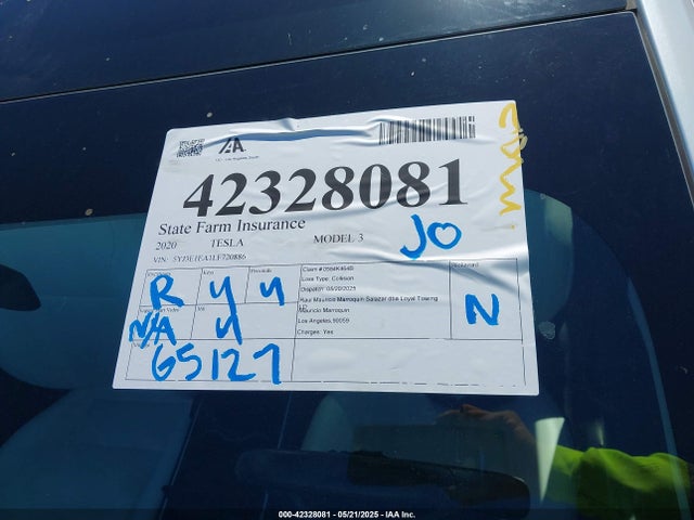 Tesla MODEL 3 2020 5YJ3E1EA1LF720886 Image 20
