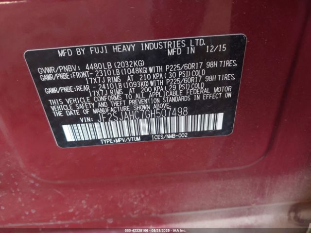 JF2SJAHC7GH507498 Subaru Forester 2.5i Limited