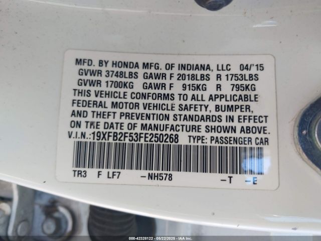 19XFB2F53FE250268 Honda Civic Lx