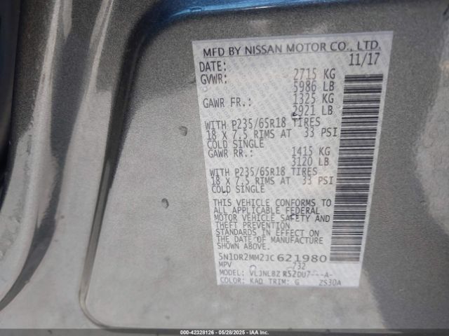 2018 NISSAN PATHFINDER 5N1DR2MM2JC621980 Photo 8