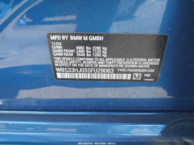 WBS33HJ05SFU29063 BMW 2025