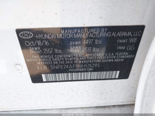 5NPE24AF9HH515295 Hyundai Sonata