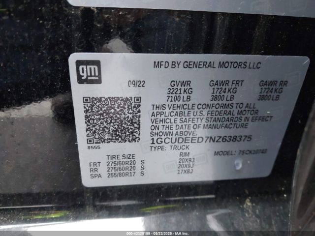 2022 CHEVROLET SILVERADO 1500 1GCUDEED7NZ638375 Photo 8
