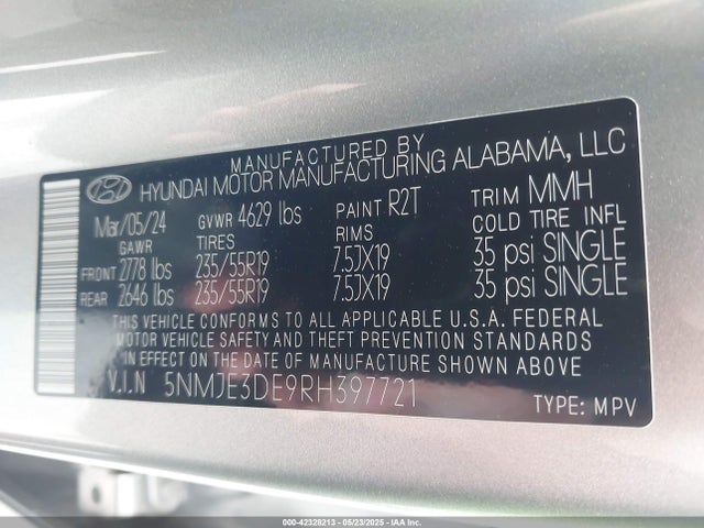5NMJE3DE9RH397721 Hyundai gdi theta iii
