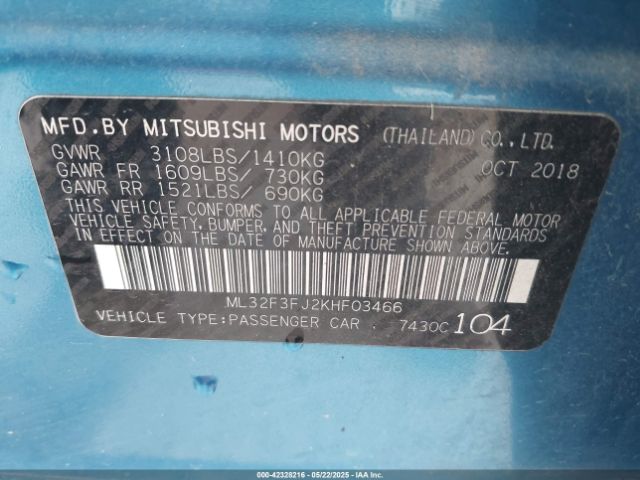2019 MITSUBISHI MIRAGE G4 ML32F3FJ2KHF03466 Photo 8