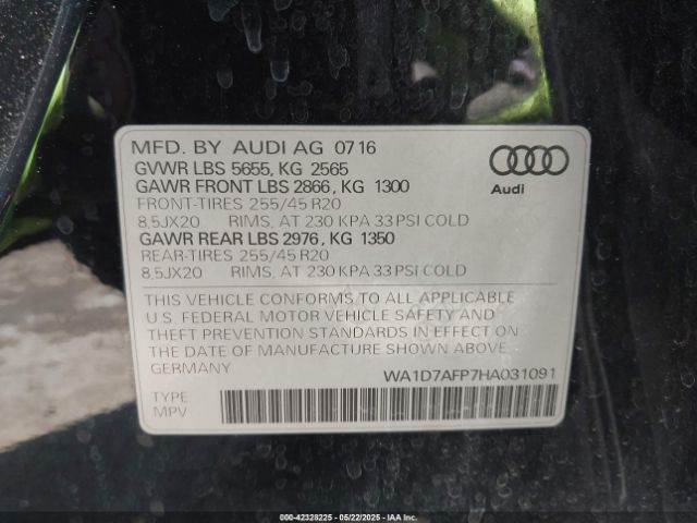 WA1D7AFP7HA031091 Audi Q5 3.0t Premium Plus