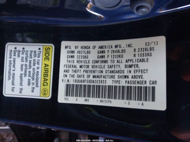 2013 ACURA TL 19UUA9F5XDA003933 Photo 8