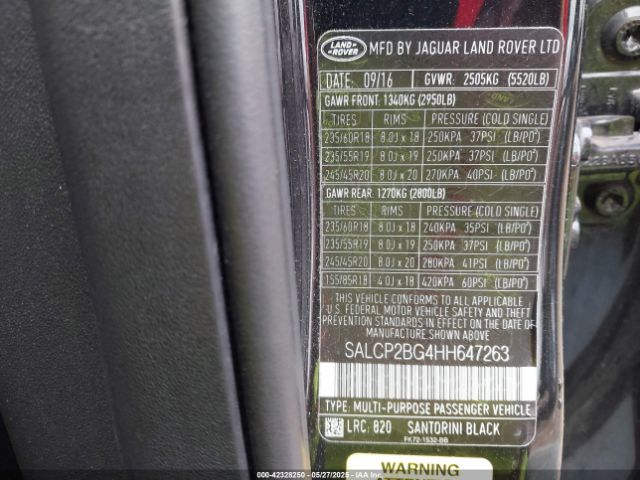 SALCP2BG4HH647263 Land Rover Discovery Sport Se