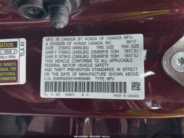 2HKRW2H51HH659480 Honda l15be