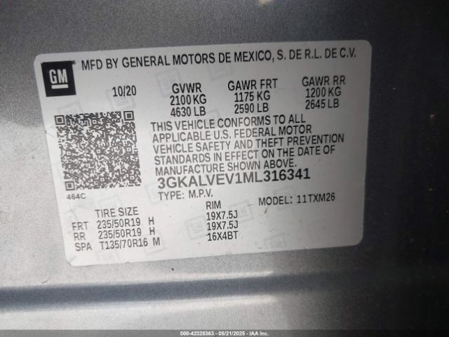 3GKALVEV1ML316341 GMC Terrain Awd Slt