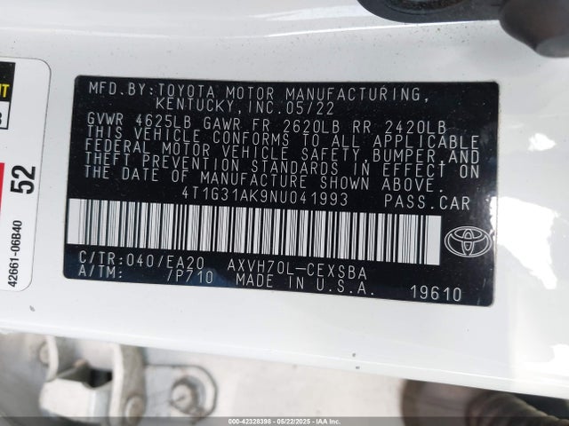 4T1G31AK9NU041993 Toyota a25a-fxs, 3nm