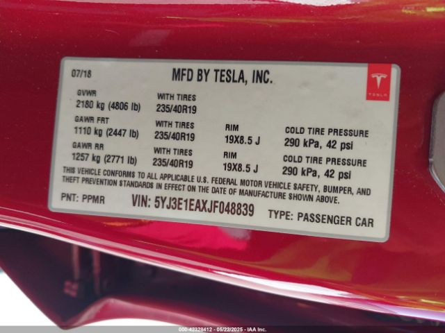 2018 TESLA MODEL 3 5YJ3E1EAXJF048839 Photo 8