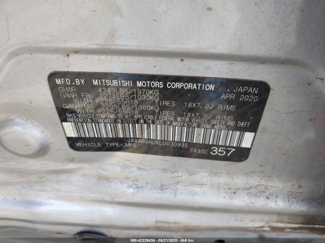 2020 MITSUBISHI OUTLANDER SPORT JA4AR3AUXLU030935 Photo 8
