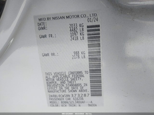 Nissan Altima Sr Intelligent Awd 2024 1N4BL4CW5RN373287 Image 9