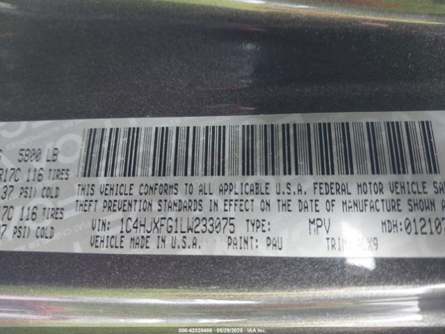1C4HJXFG1LW233075 Jeep 2020