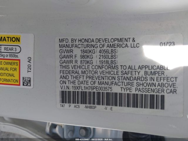 19XFL1H76PE003575 Honda l15b7