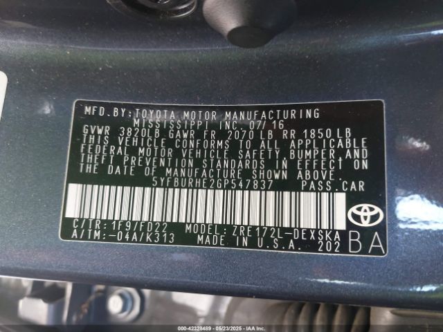 5YFBURHE2GP547837 Toyota 2zr-fe