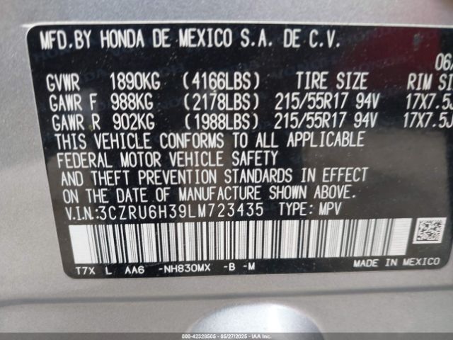 2020 HONDA HR-V 3CZRU6H39LM723435 Photo 8
