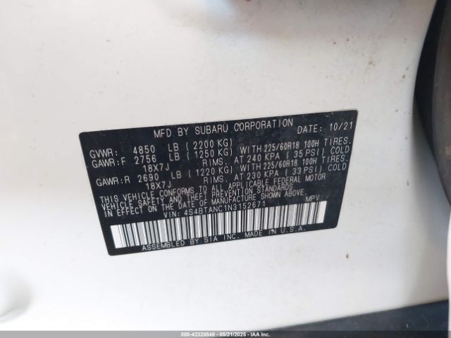 4S4BTANC1N3152671 Subaru na, u5