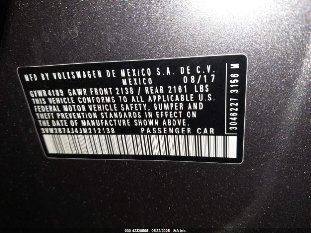 3VW2B7AJ4JM212138 Volkswagen 1.4 tsi