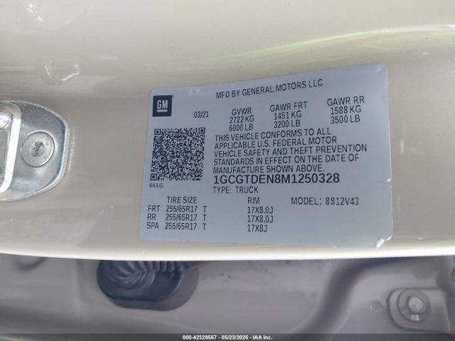 1GCGTDEN8M1250328 Chevrolet lgz - di, vvt, alum, var2, gen 2