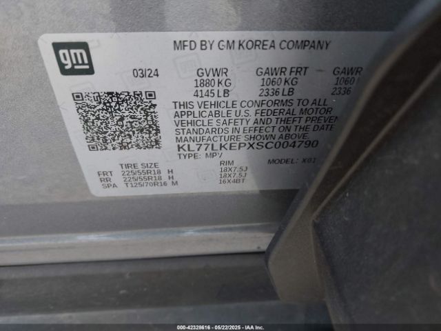 KL77LKEPXSC004790 Chevrolet lbp