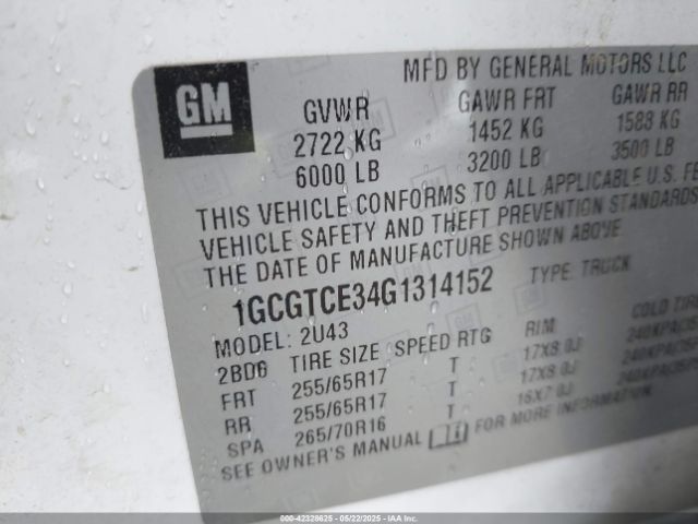 1GCGTCE34G1314152 Chevrolet Colorado Lt