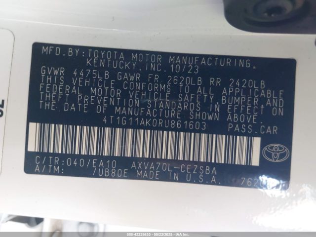4T1G11AK0RU861603 Toyota a25a-fks