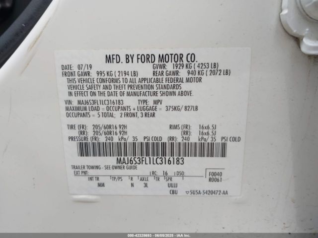 2020 FORD ECOSPORT MAJ6S3FL1LC316183 Photo 8